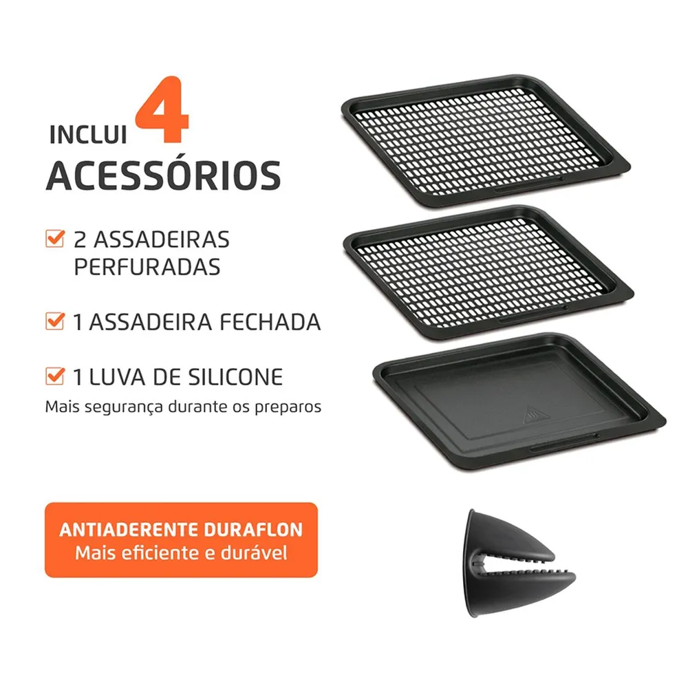 Air Fryer Forno Oven Mondial AFON-12L-BI 12 Litros 2000W Preto/Inox 110V — foto 3