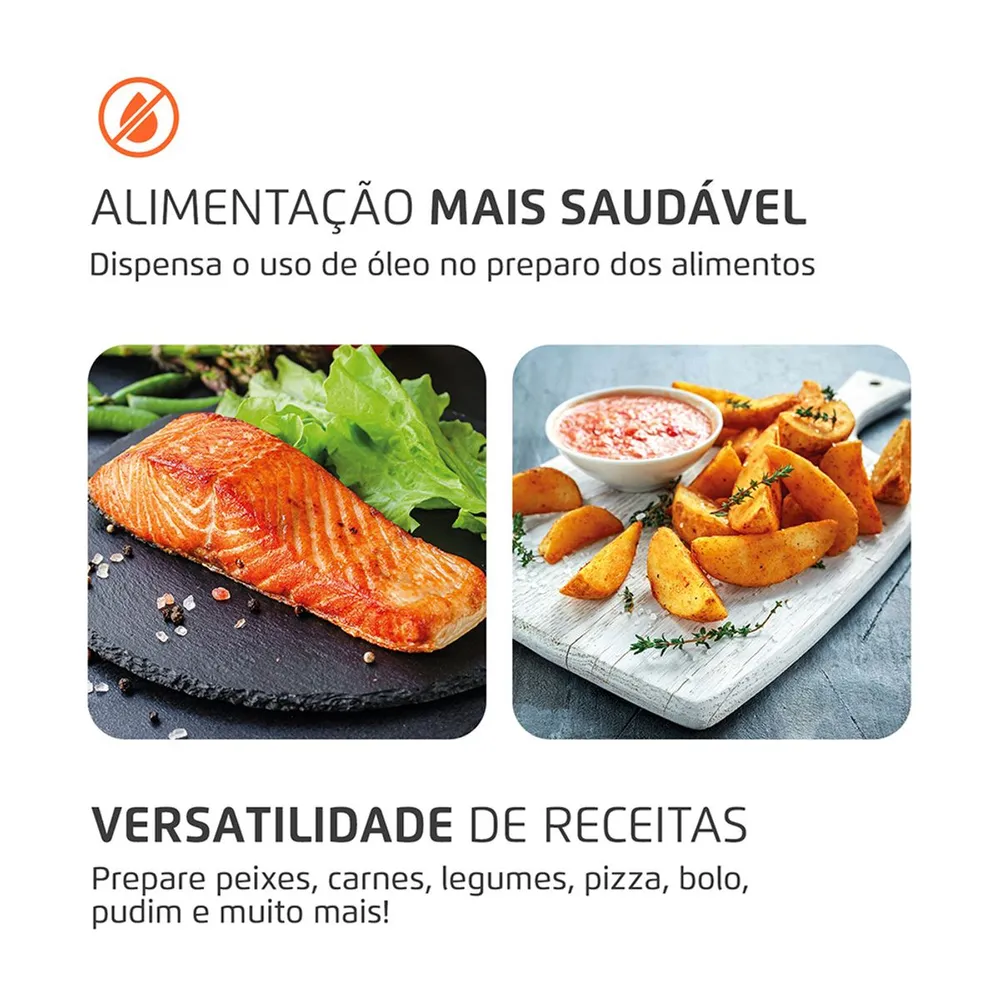 Air Fryer Forno Oven Mondial AFON-12L-BI 12 Litros 2000W Preto/Inox 110V — foto 4