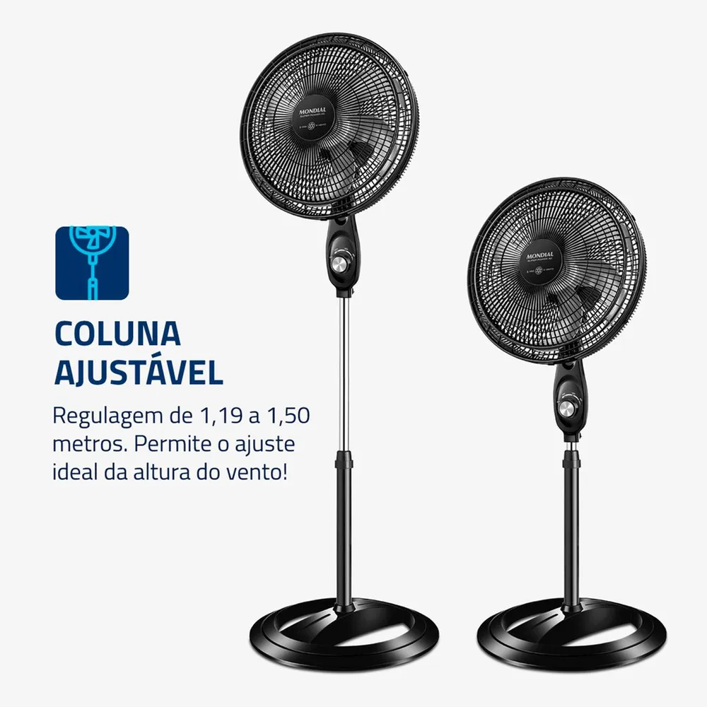 Ventilador de Coluna Mondial Super Power VSP40C 40cm 6 Pás 3 Velocidades 110V — foto 3