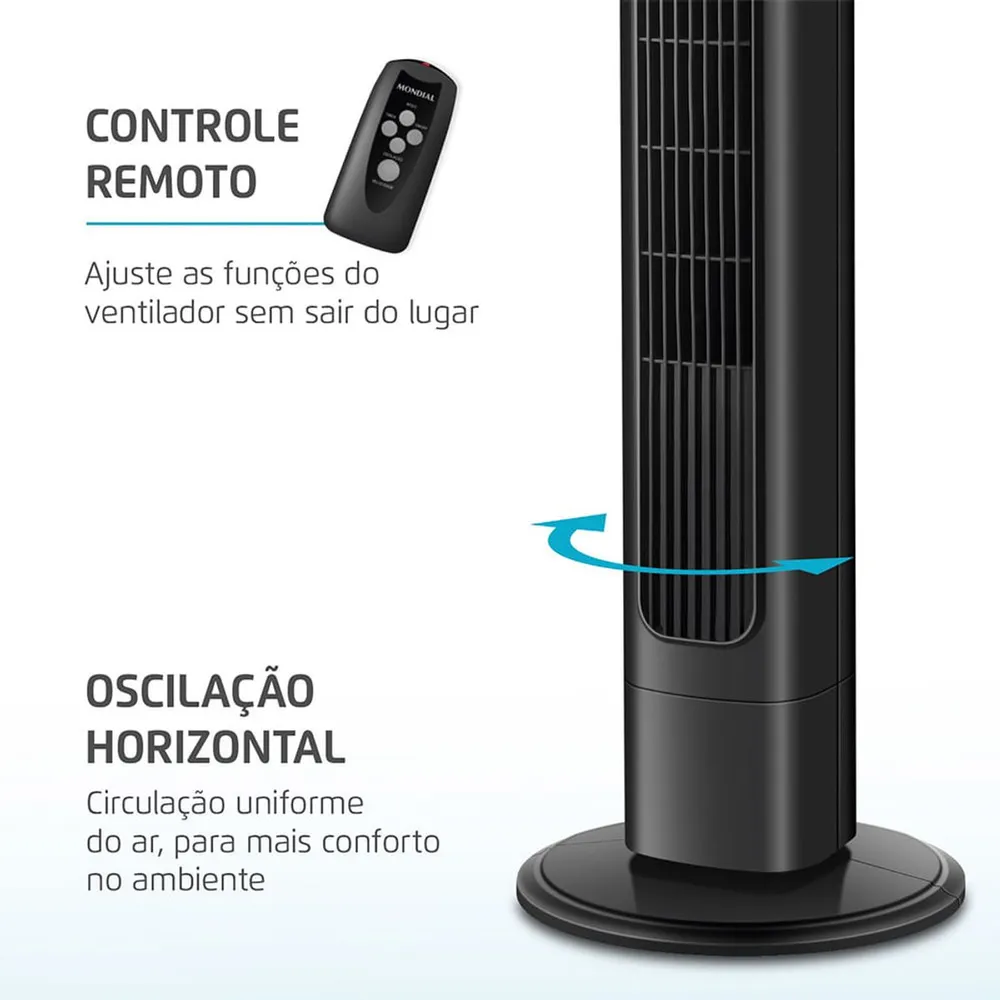 Ventilador de Torre Mondial Air Tower VTR-01-B 45W 3 Velocidades com Oscilação 220V — foto 3