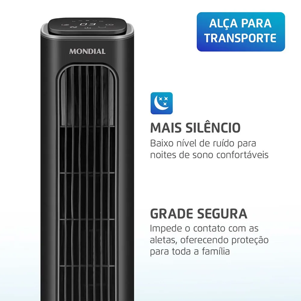 Ventilador de Torre Mondial Air Tower VTR-01-B 45W 3 Velocidades com Oscilação 220V — foto 4