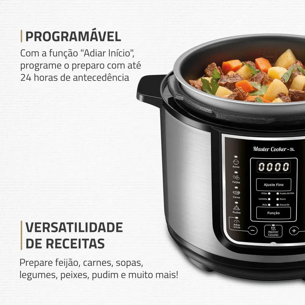Panela de Pressão Elétrica Mondial Master Cooker PE-38 5 Litros Digital Preta 220V — foto 4