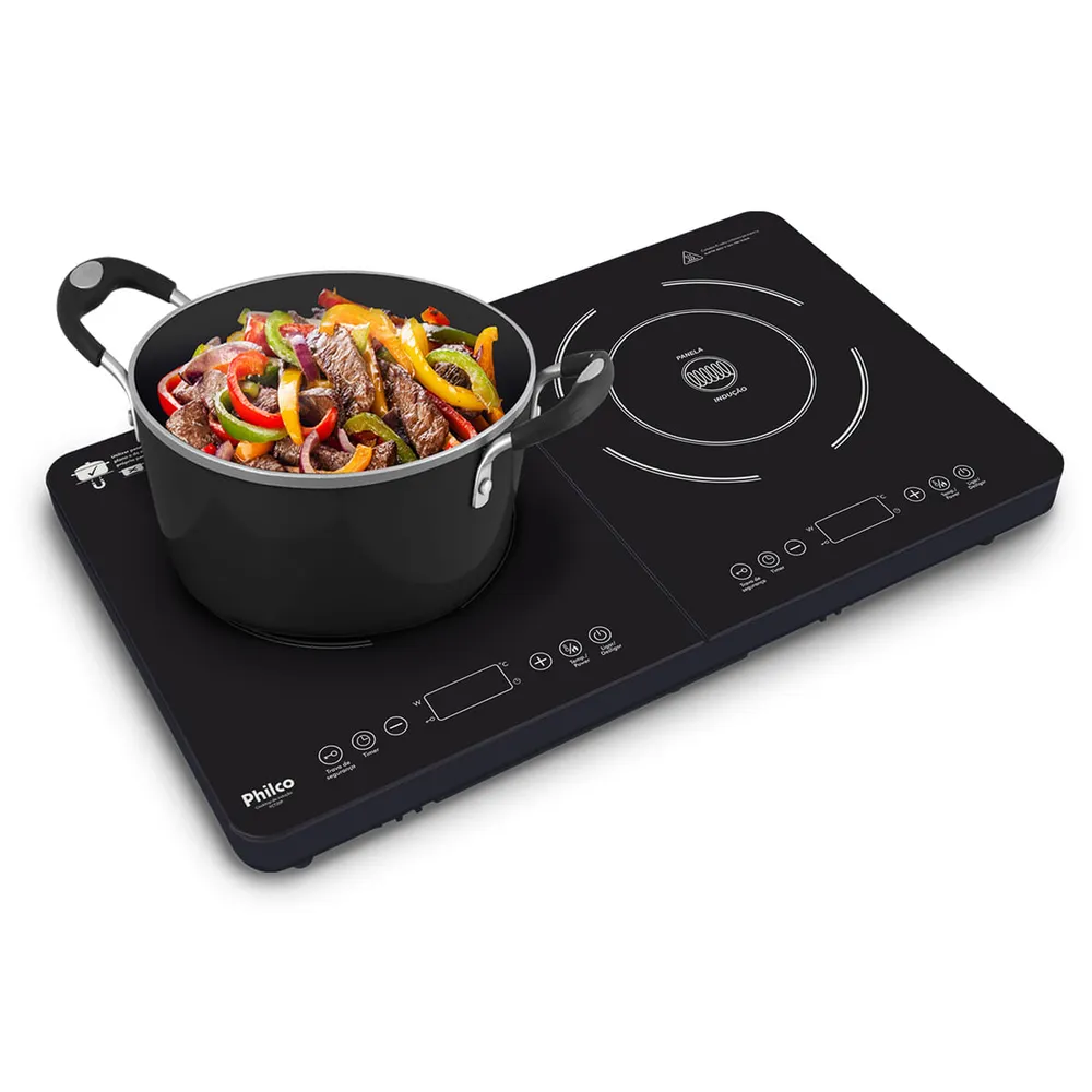 Cooktop de Indução Portátil Philco PCT20P 2 Bocas 8 Níveis de Potência 110V — foto 2