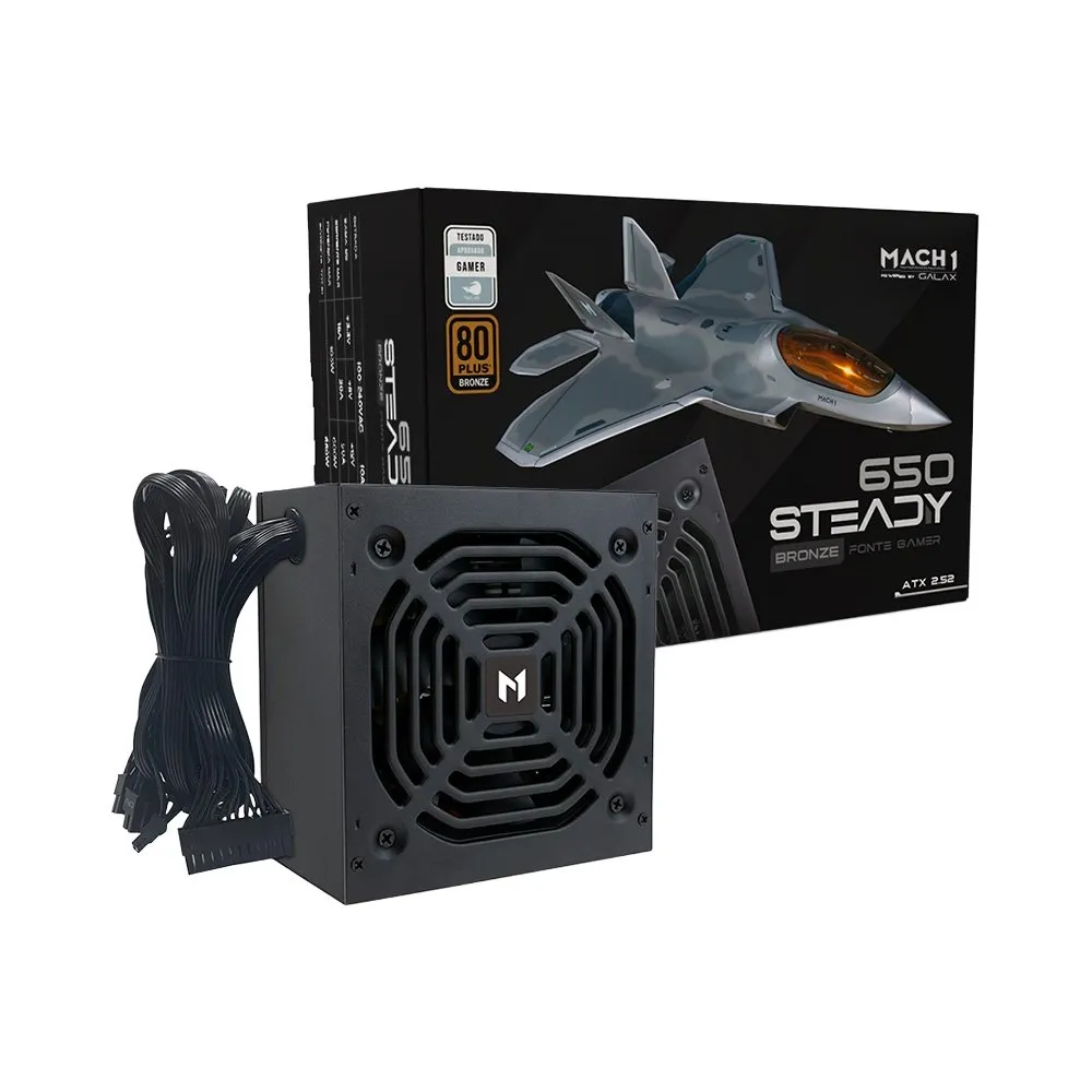 Fonte MACH1 Steady 650W 80 Plus Bronze ATX PFC ativo ventoinha 120 mm — foto 2