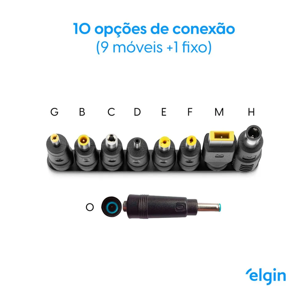 Fonte Carregador Universal Notebook Elgin 90W 9 Pontas Bivolt 46RFTE90W000 — foto 3