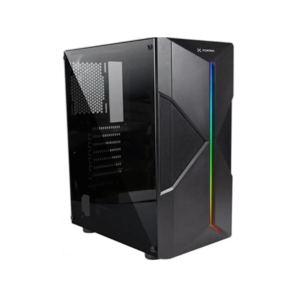 Gabinete Gamer Fortrek Holt Mid Tower, ATX, Lateral em Acrílico, Frontal em Malha com LED RGB, Preto — foto 2