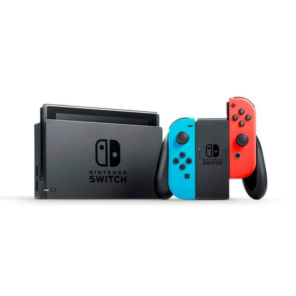 Controles Nintendo Switch Joy-Con Par Azul Neon e Vermelho Neon com Alças