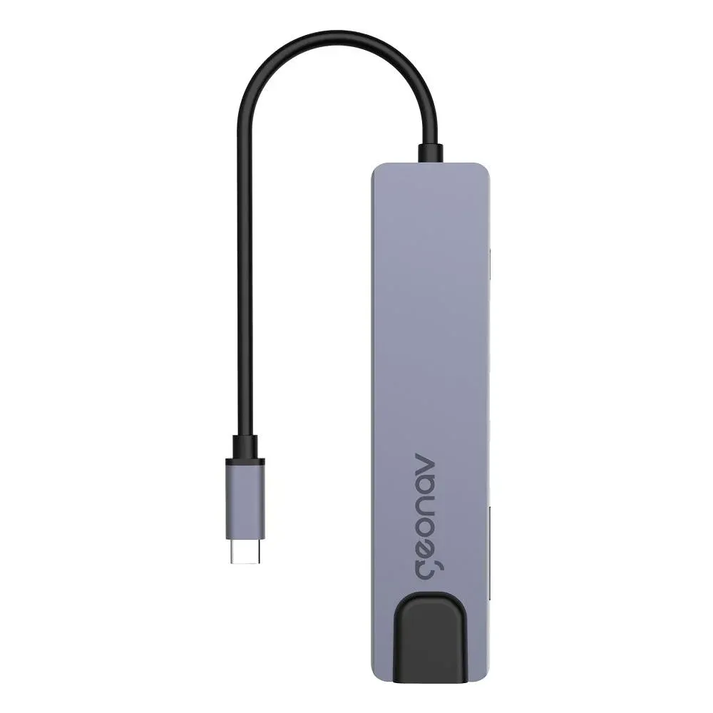 Hub USB-C Geonav UCA11 7 em 1 HDMI 4K RJ45 Gigabit 2 USB-A 3.0 Leitor SD e microSD PD Cinza — foto 3