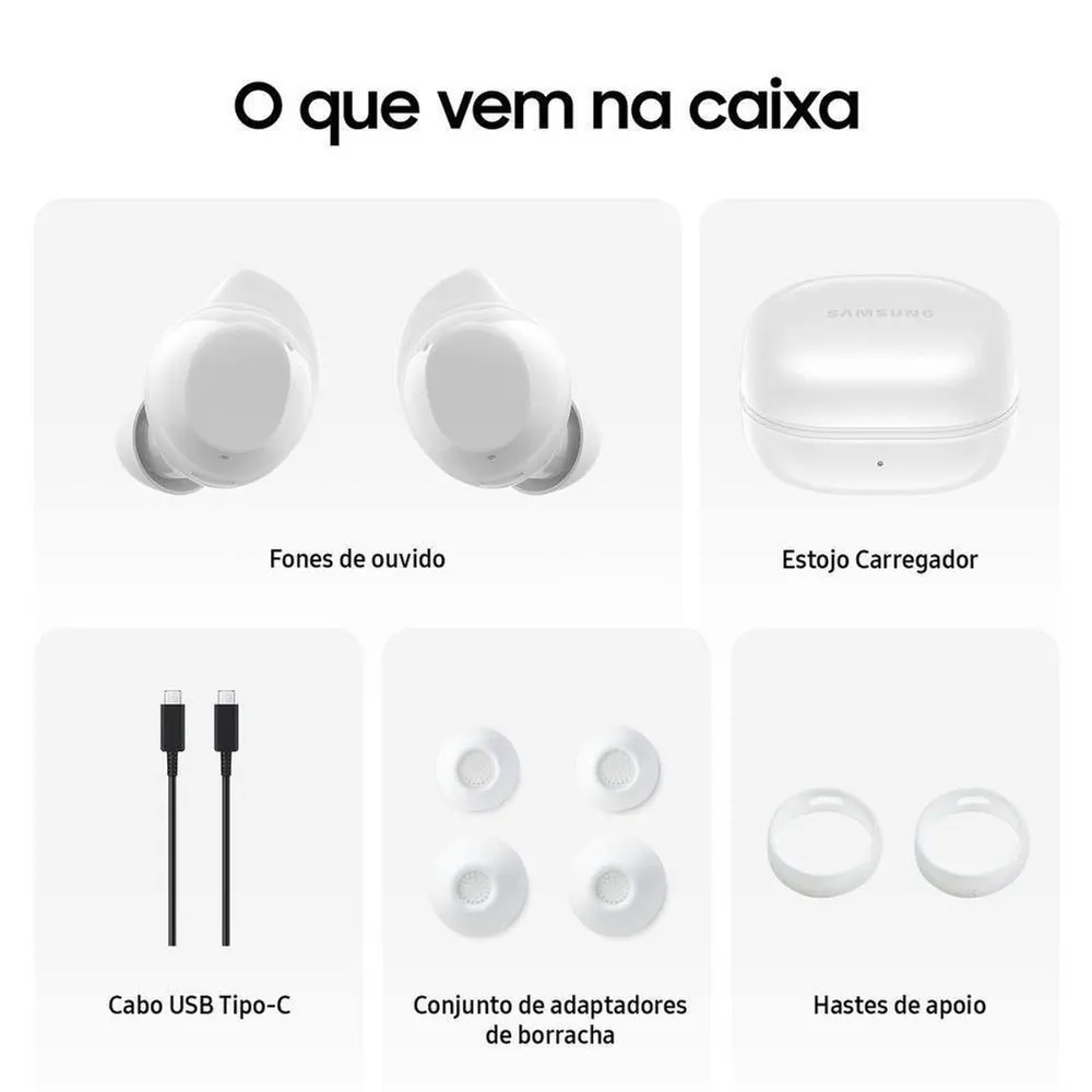 Fone de Ouvido Samsung Galaxy Buds Core Bluetooth Cancelamento Ativo de Ruído Branco — foto 2