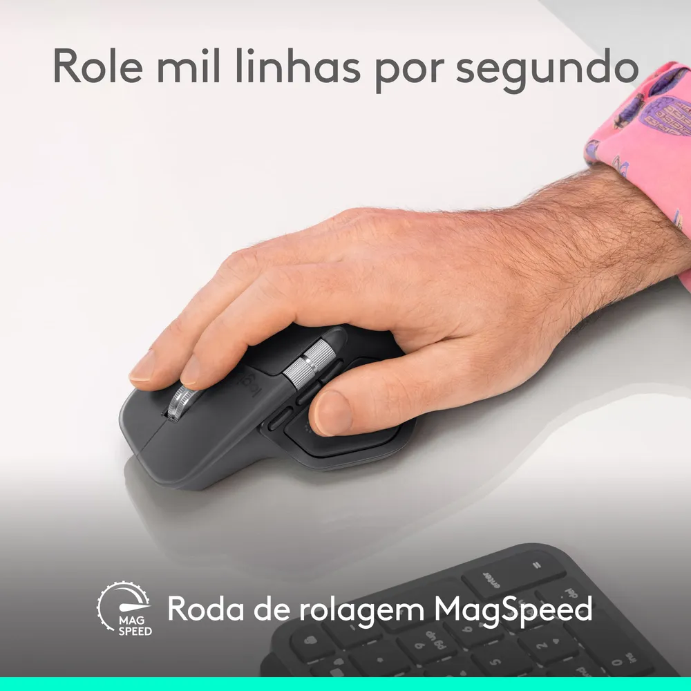 Mouse Sem Fio Logitech MX Master 4 com Feedback Tátil 8000 DPI Bluetooth e Logi Bolt Recarregável USB-C Cinza Claro — foto 2