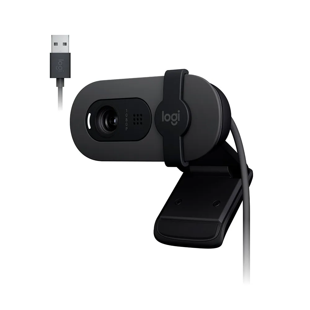 Webcam Logitech Brio 100 Full HD 1080p com Microfone Integrado Tampa de Privacidade e RightLight Grafite — foto 2
