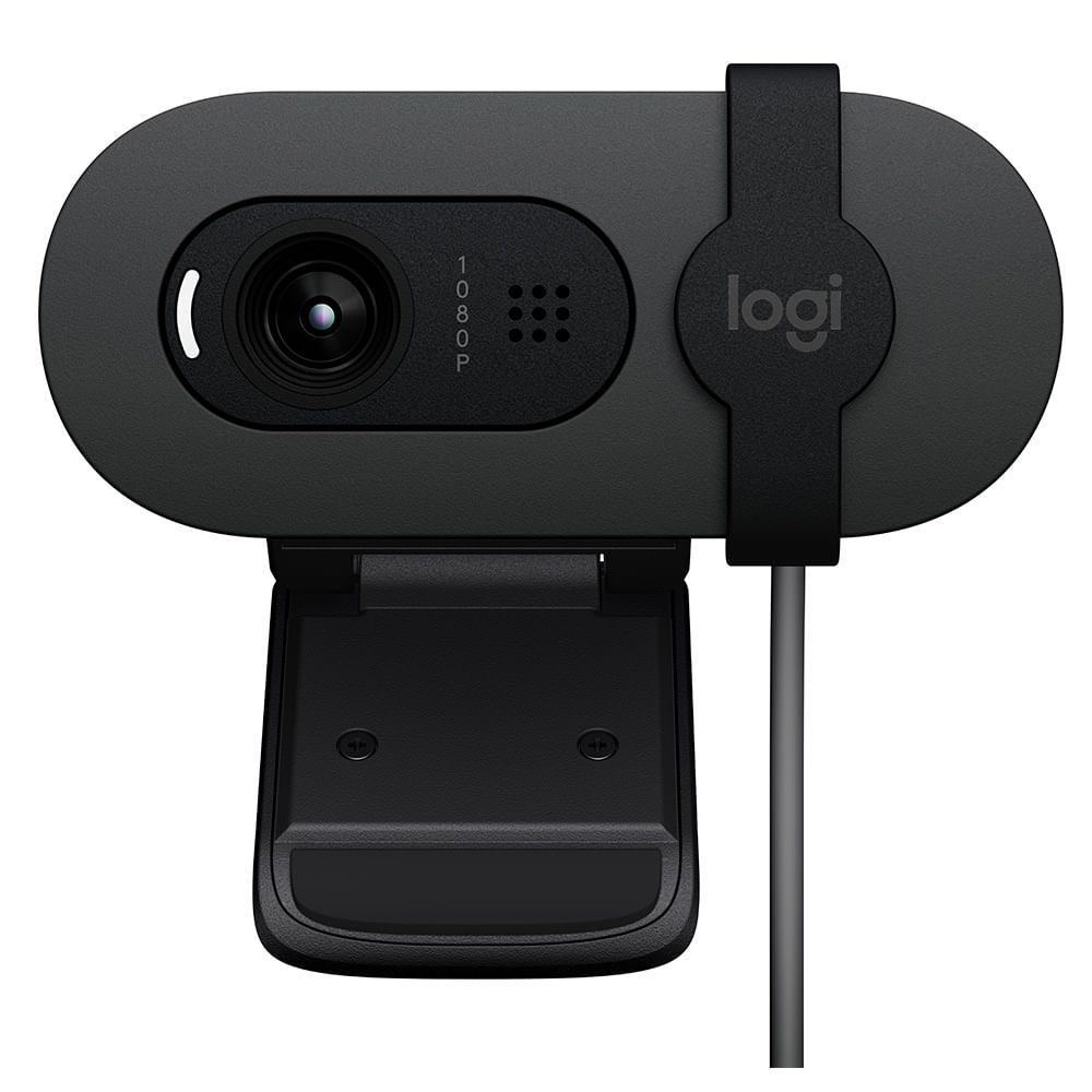 Webcam Logitech Brio 100 Full HD 1080p com Microfone Integrado Tampa de Privacidade e RightLight Grafite