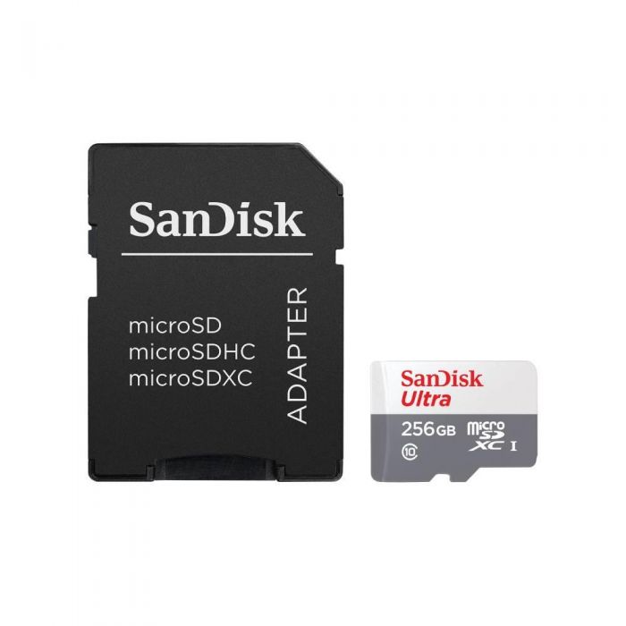 Cartão de Memória microSDXC SanDisk Ultra 256 GB Classe 10 UHS-I com Adaptador SD SDSQUNR-256G-GN6TA