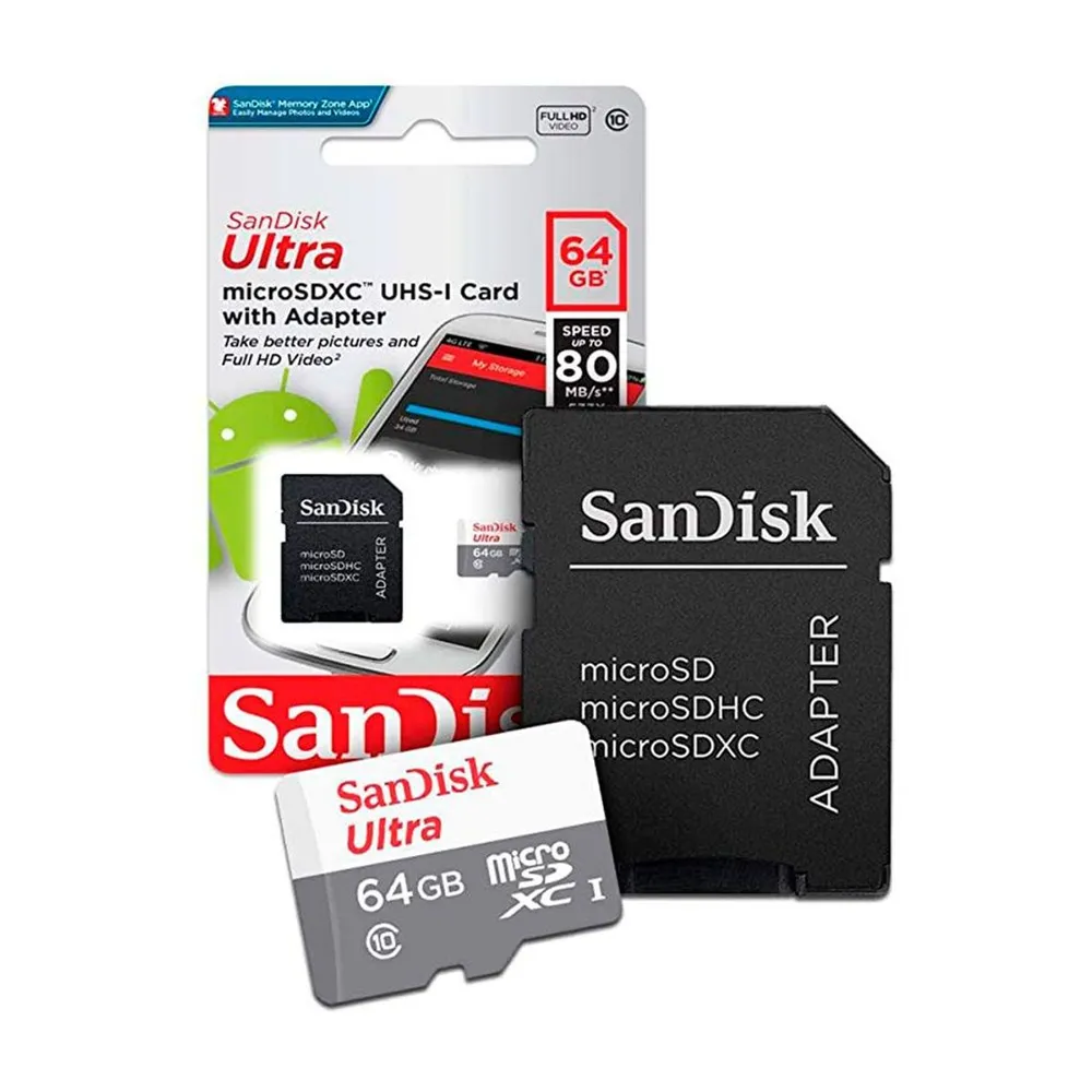 Cartão de Memória microSDXC SanDisk Ultra 64 GB Classe 10 UHS-I até 100 MB/s com Adaptador SDSQUNR-064G-GN3MA — foto 3