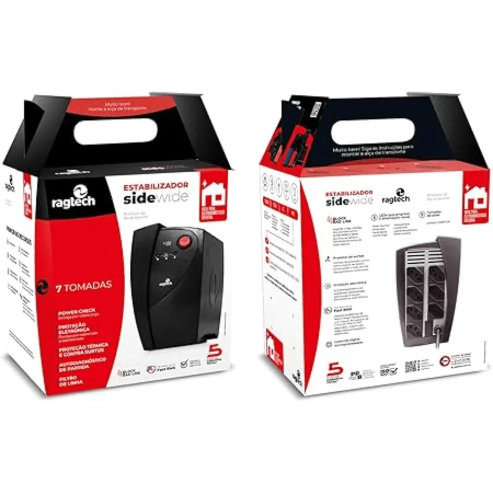 Estabilizador Ragtech Sidewide 1000VA Entrada Bivolt Saída 115V 7 Tomadas 5393 — foto 3