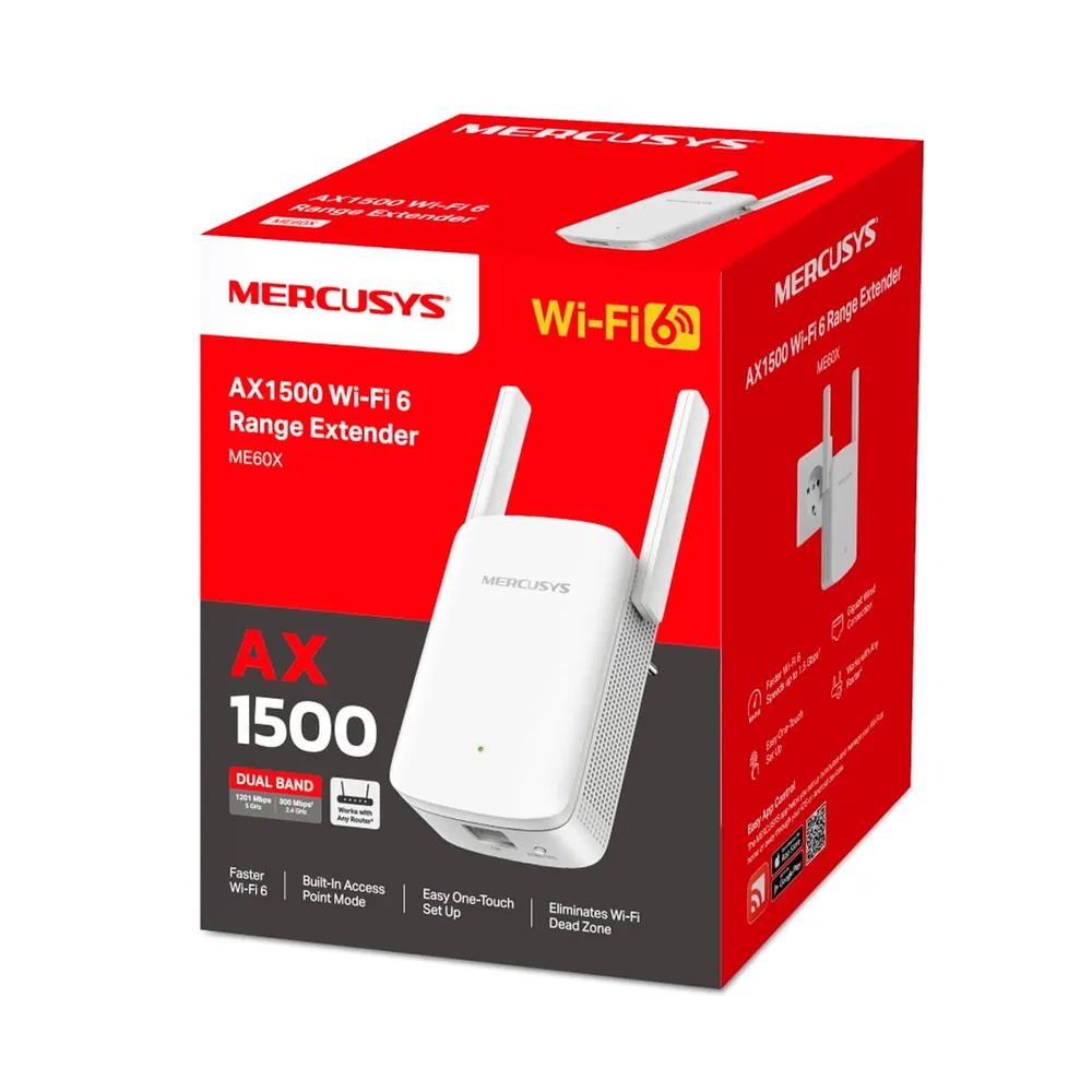 Repetidor de Sinal Mercusys ME60X Wi-Fi 6 AX1500 Dual Band Porta Gigabit — foto 3