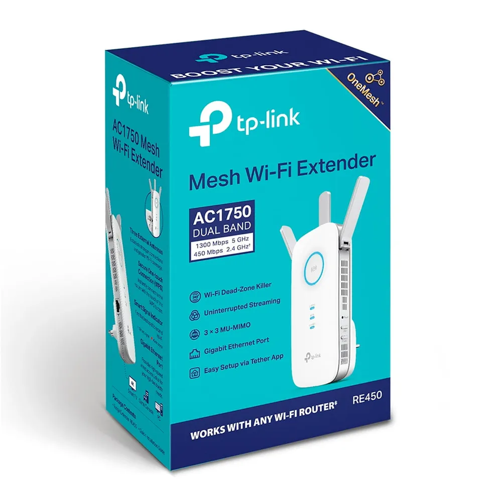 Repetidor de Sinal TP-Link RE450 V4 Wi-Fi 5 AC1750 Dual Band 3 Antenas Porta Gigabit — foto 4