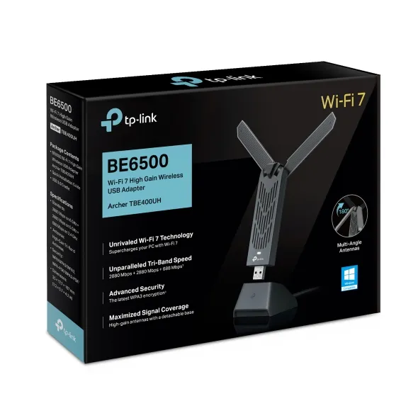 Adaptador Wi-Fi USB TP-Link Archer TBE400UH Wi-Fi 7 BE6500 Tri-Band Alto Ganho USB 3.0 — foto 4