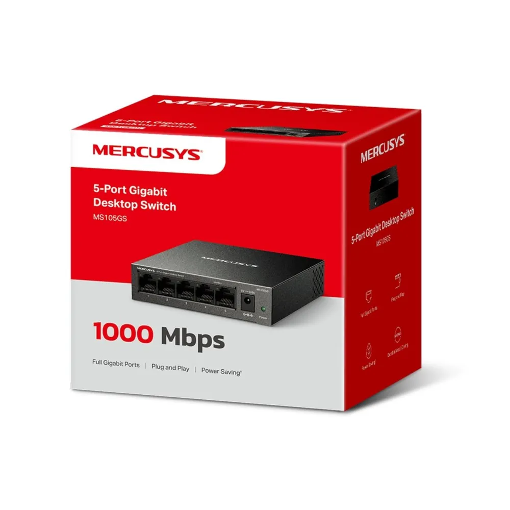 Switch Mercusys MS105GS 5 Portas Gigabit 10/100/1000 Mbps Gabinete Metálico — foto 4