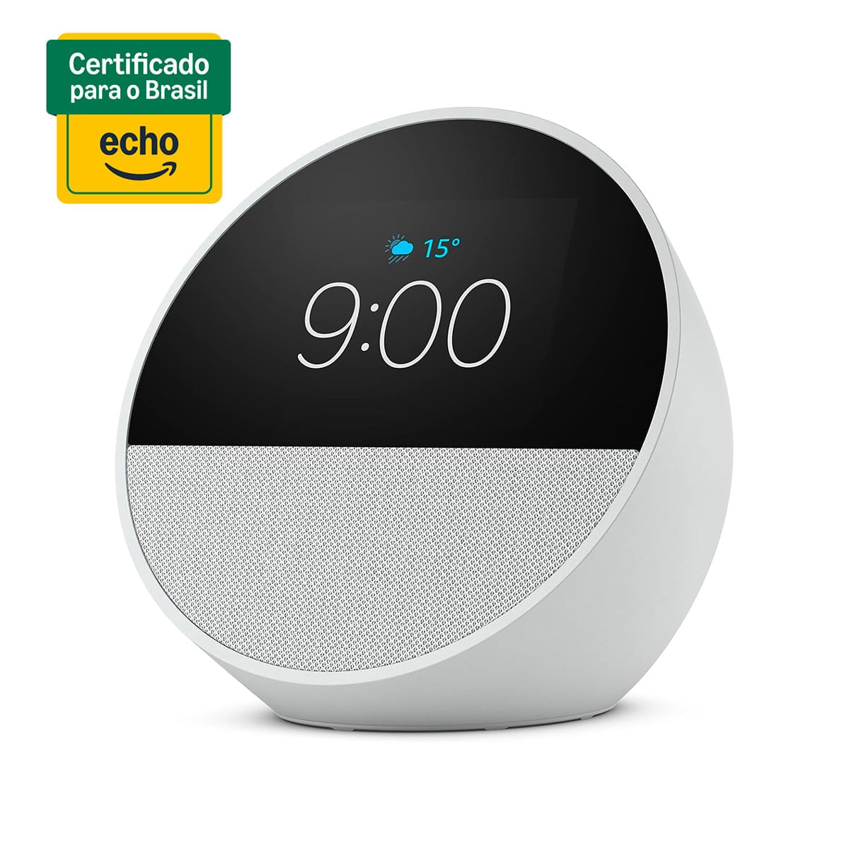 Despertador Inteligente Amazon Echo Spot 2024 com Alexa e Tela Branco
