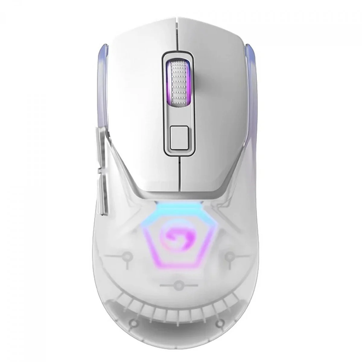Mouse Gamer Marvo Scorpion Z FIT PRO G1W Sem Fio 2.4GHz RGB Branco, sensor óptico