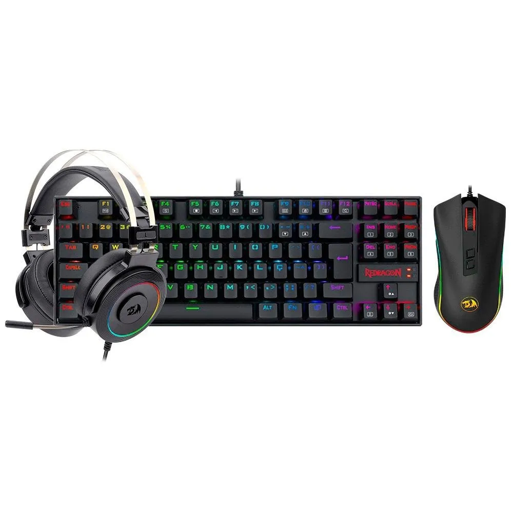 Kit Gamer Redragon S125 Teclado Mouse e Headset com Iluminação Preto — foto 2