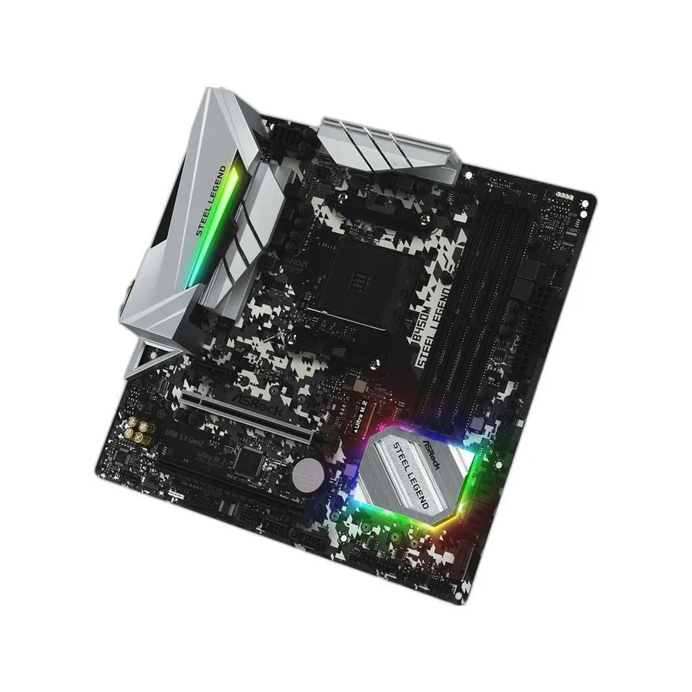 Placa-Mãe ASRock B450M Steel Legend, AMD AM4, Micro ATX, DDR4, Dual M.2, HDMI/DisplayPort, RGB, Chipset B450 — foto 4