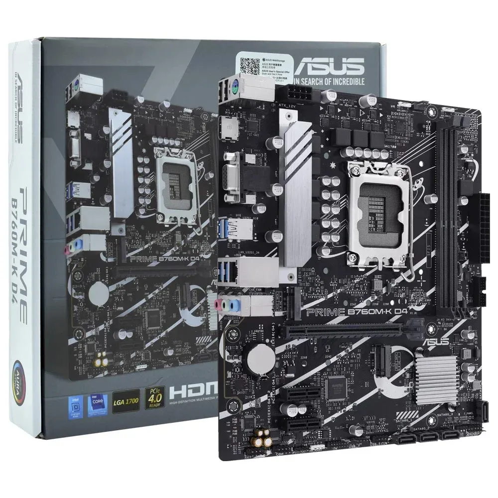 Placa-mãe ASUS PRIME B760M-A D4, Intel LGA1700, Micro ATX, DDR4, PCIe 4.0, Dual M.2, LAN 2.5Gb, DP/HDMI — foto 3