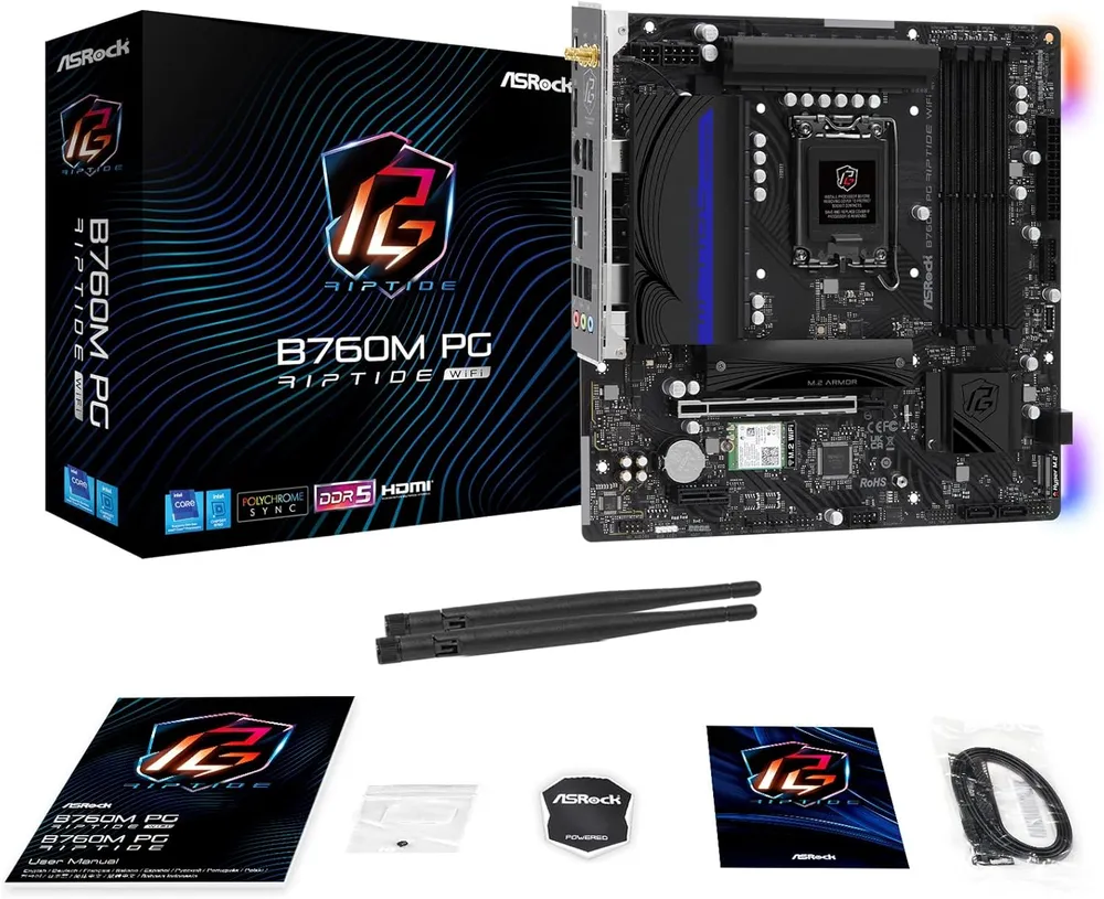 Placa-mãe ASRock B760M PG Lightning, Intel LGA1700, Micro ATX, DDR5, PCIe 5.0, Triple M.2, LAN 2.5G — foto 2