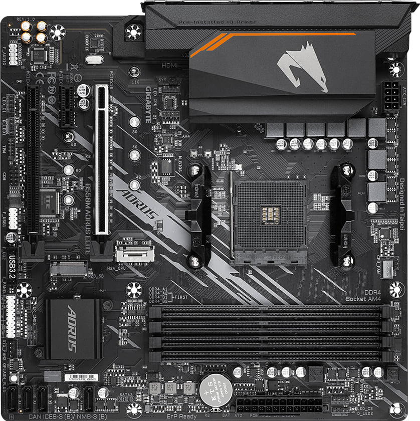 Placa-mãe Gigabyte B550M Aorus Elite AM4 Micro ATX DDR4