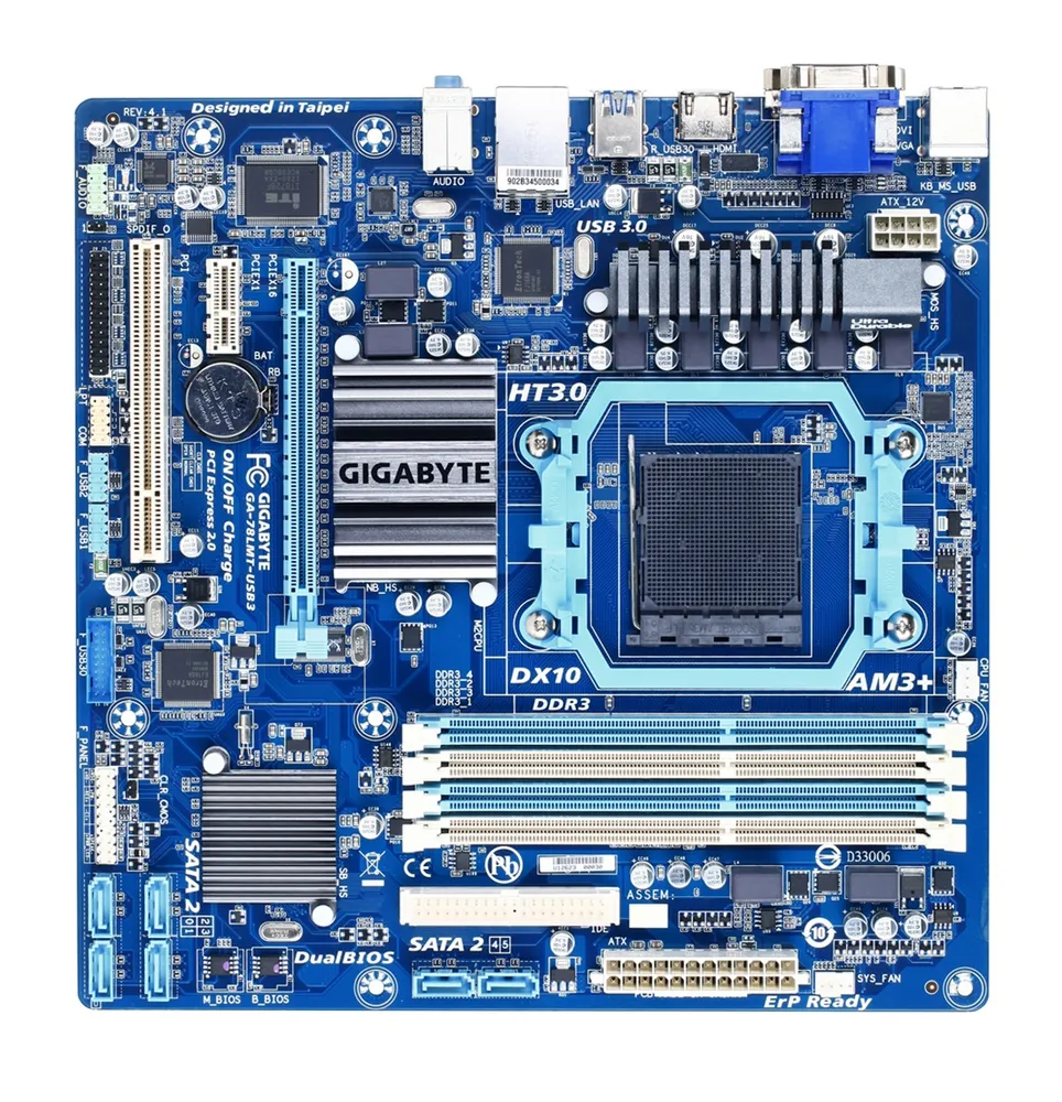 Placa-Mãe Gigabyte GA-78LMT-USB3 AM3+/AM3 mATX DDR3 USB 3.0 Chipset AMD 760G — foto 2