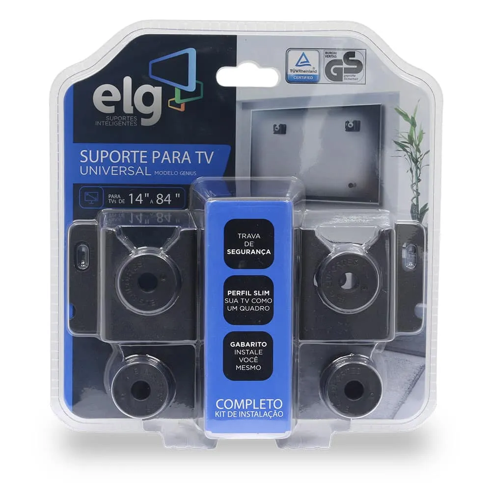 Suporte Fixo Universal de Parede ELG Genius para TVs de 14" a 100", VESA até 800x400mm, Suporta até 100kg, Preto — foto 4