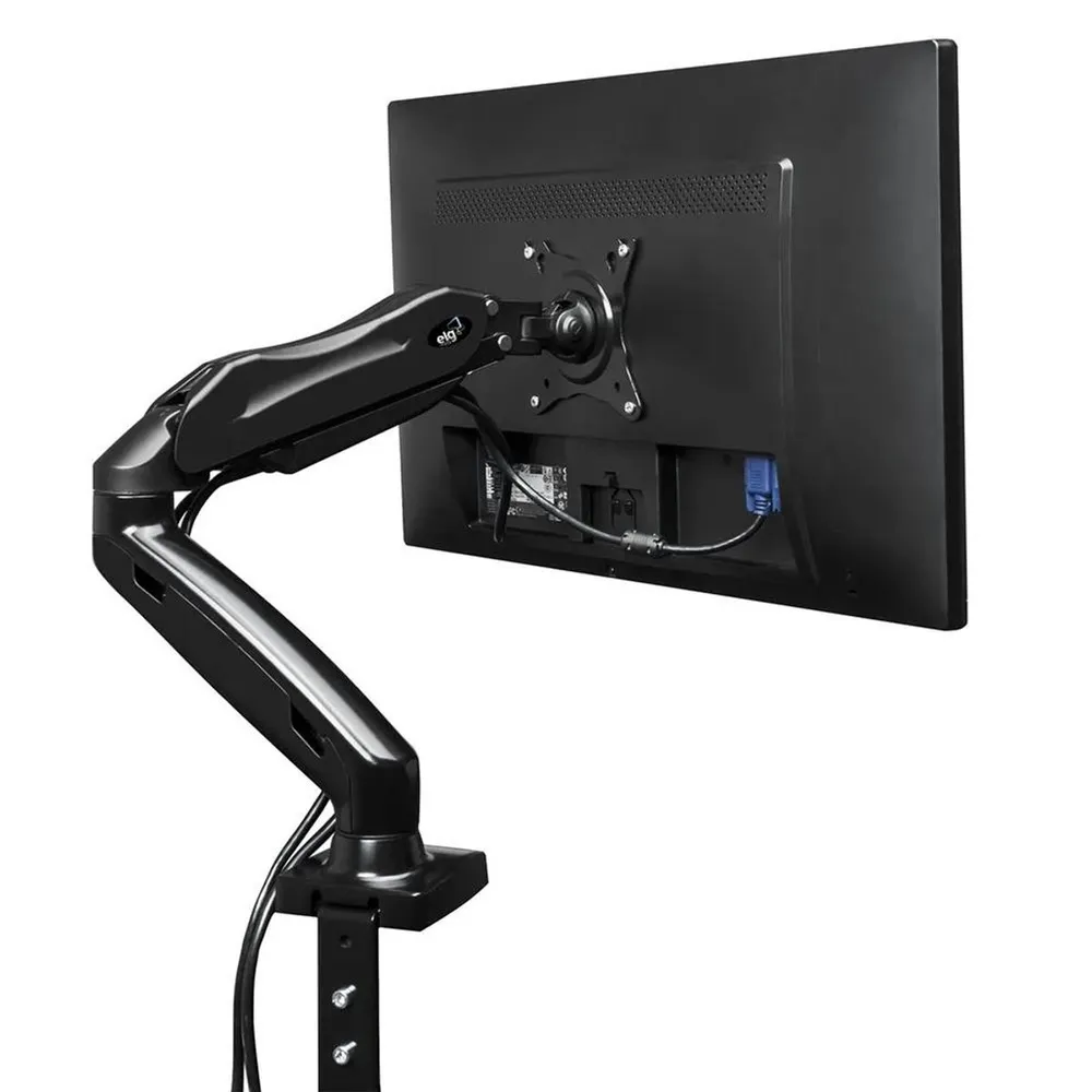 Suporte de Mesa Articulado Ergonômico ELG F80N para Monitor de 17" a 35" com Pistão a Gás, Rotação 360°, VESA, Cinza — foto 4